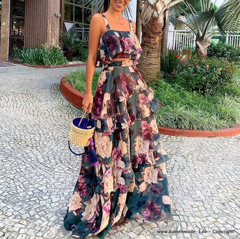 Sommer Boho Outfit Zweiteiler Rock mit Shirt