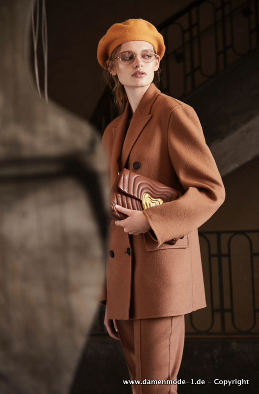 Tweed Hosenanzug für Damen Wollmischung in Braun