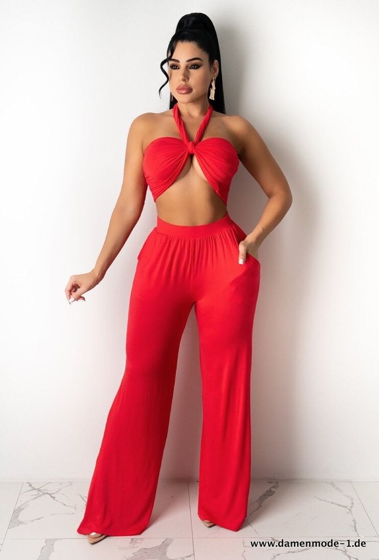 Sexy Damenoutfit Sommer Zweiteiler in Rot