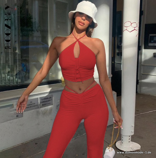 Sexy Sommeroutfit Zweiteiler in Rot für Damen