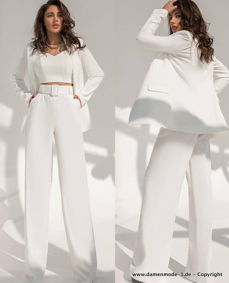 Eleganter Damen Hosenanzug in Weiß