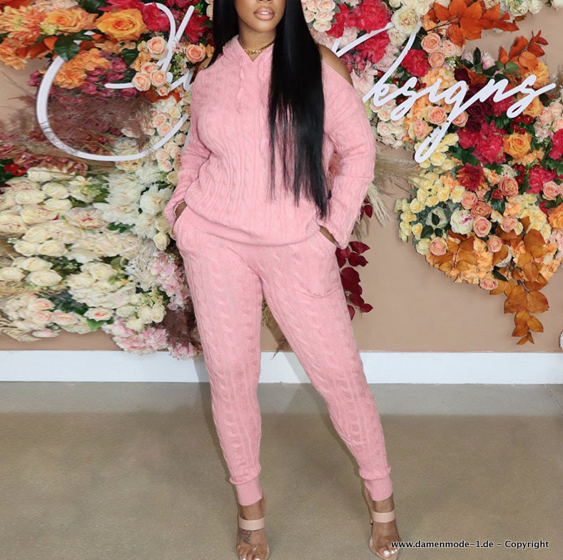 Damenoutfit Cut Out Freizeitanzug in Rosa