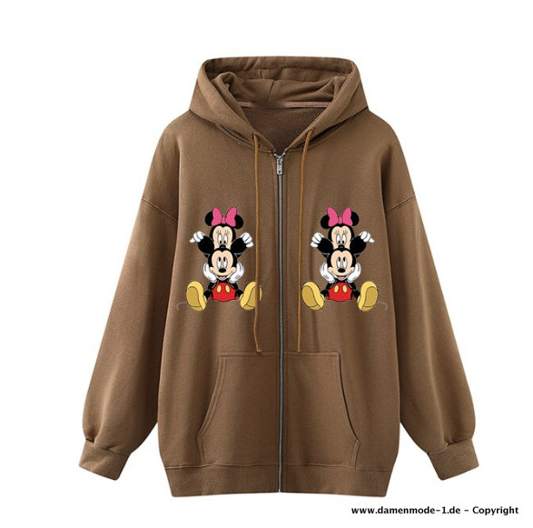 Disney Minnie Zipper Sweater für Damen in Braun