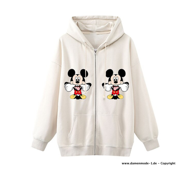 Disney Mickey Zipper Sweater für Damen in Weiß