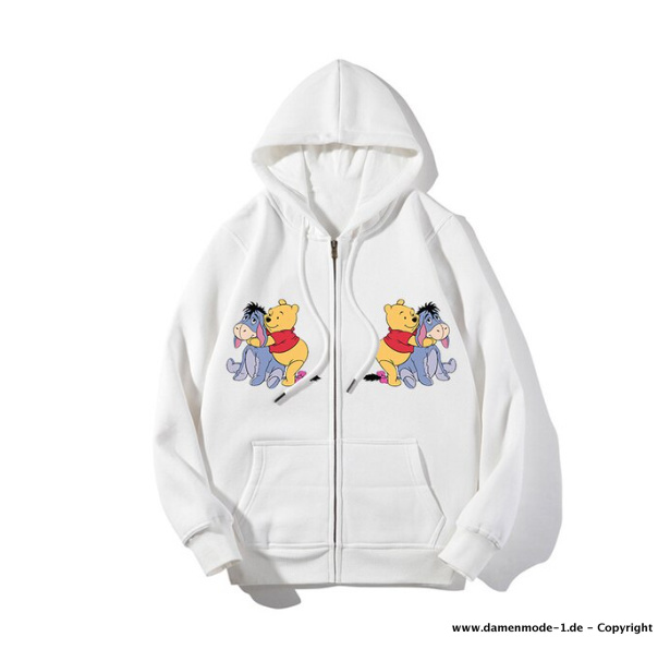 Disney Nette Winnie The Pooh und IA Zipper Sweater für Damen in Weiß