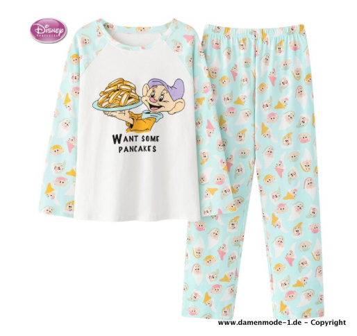 Disney Cartoon Sieben Zwerge Pyjama Schlafanzug Mintgrün