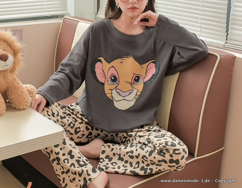 Disney Cartoon König der Löwen Pyjama Schlafanzug Braun