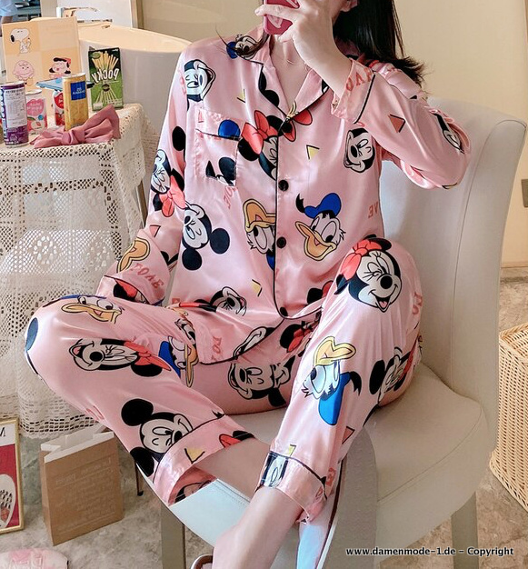 Disney Satin Schlafanzug Lang in Rosa
