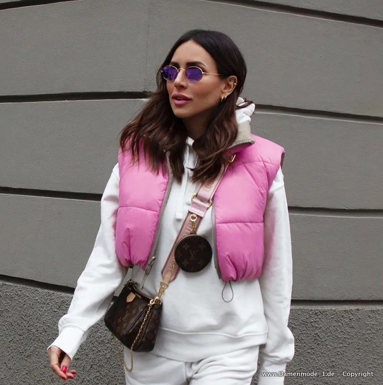Kurze Winter Weste in Pink