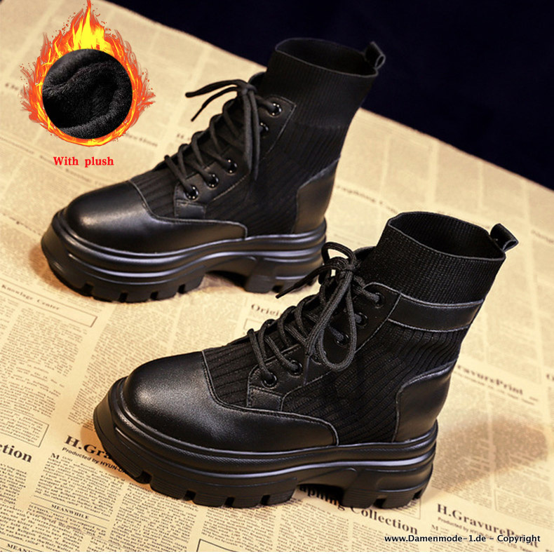 Neuheiten 2025 Herbst Winter Schuhe für damen Kurz Stiefel Gefüttert in Schwarz Damenmode
