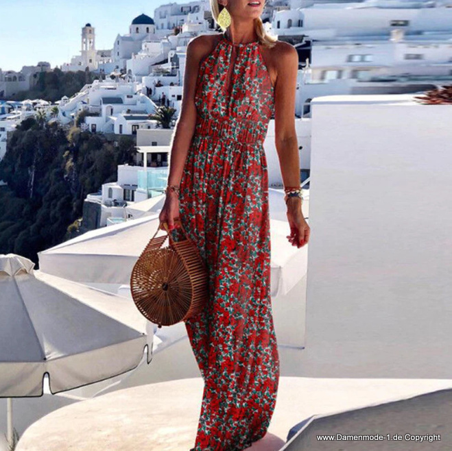 Sommer Boho Jumpsuit Huguette Einteiler Lang mit Blumenmuster