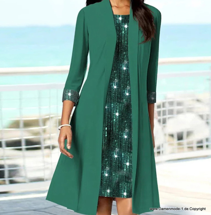  A Linie Hängerchen Style Kleid Elegant in Dunkelgrün