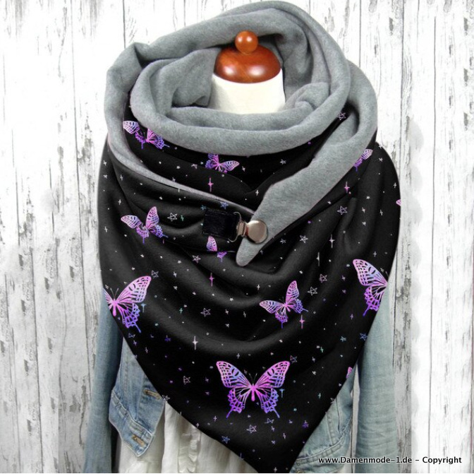 Lila Schmetterling Print Designer Luxus Winter Schal Warm