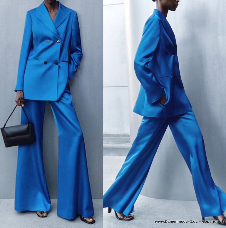 Street Style Fashion A Linie Business Hosenanzug 2023 in Hellblau