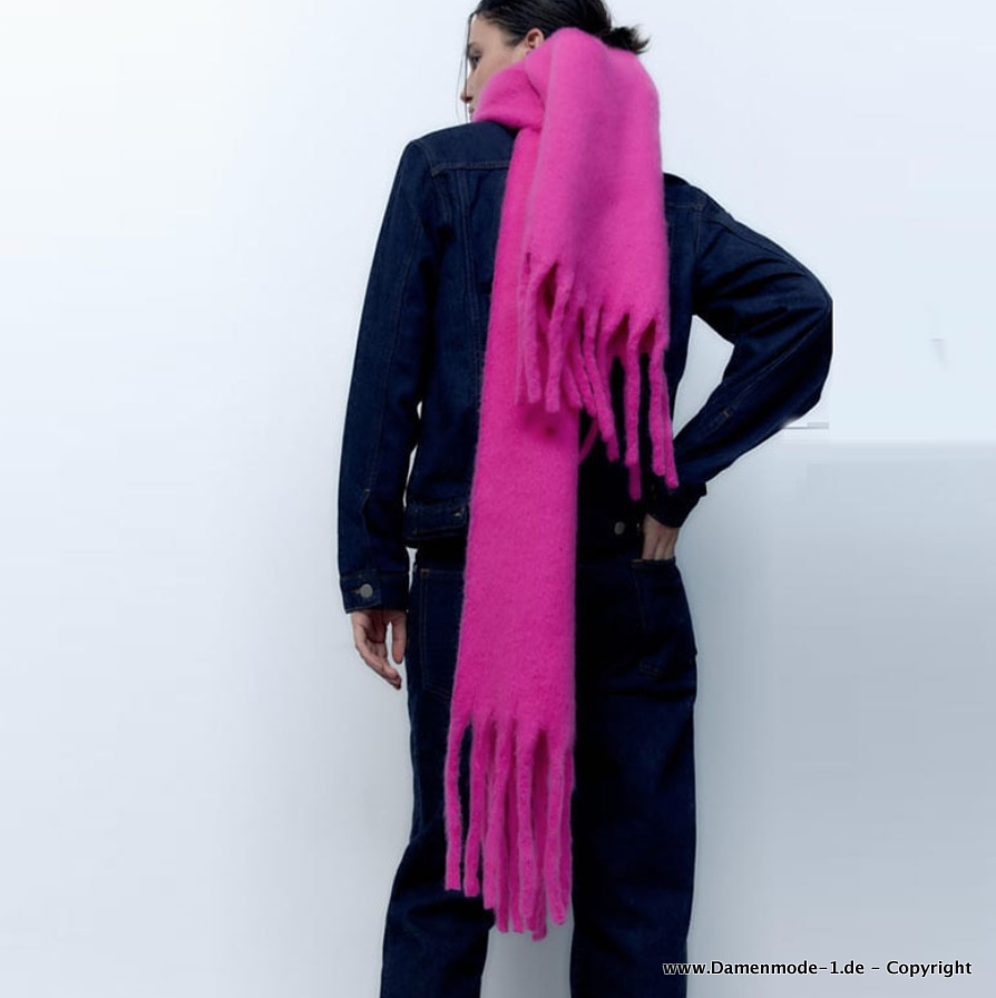 Oversize Cashmere Winter Schal für Damen in Fuchsia