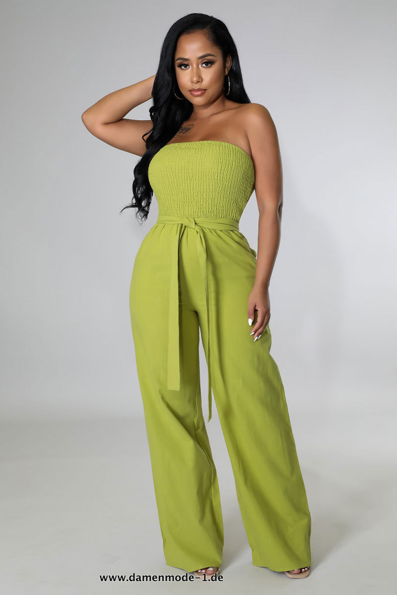 Damen Jumpsuit 2023 Sommer Strand Mode in Olivgrün
