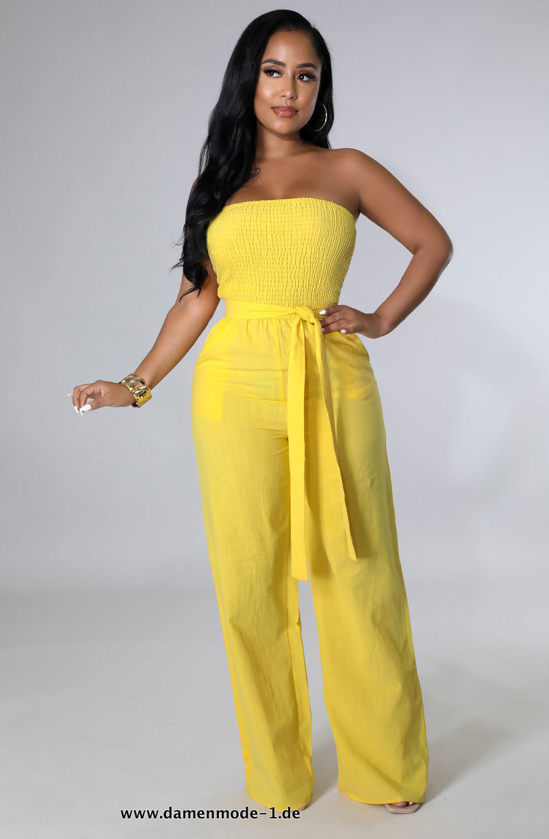 Damen Jumpsuit 2023 Sommer Strandmode in Gelb