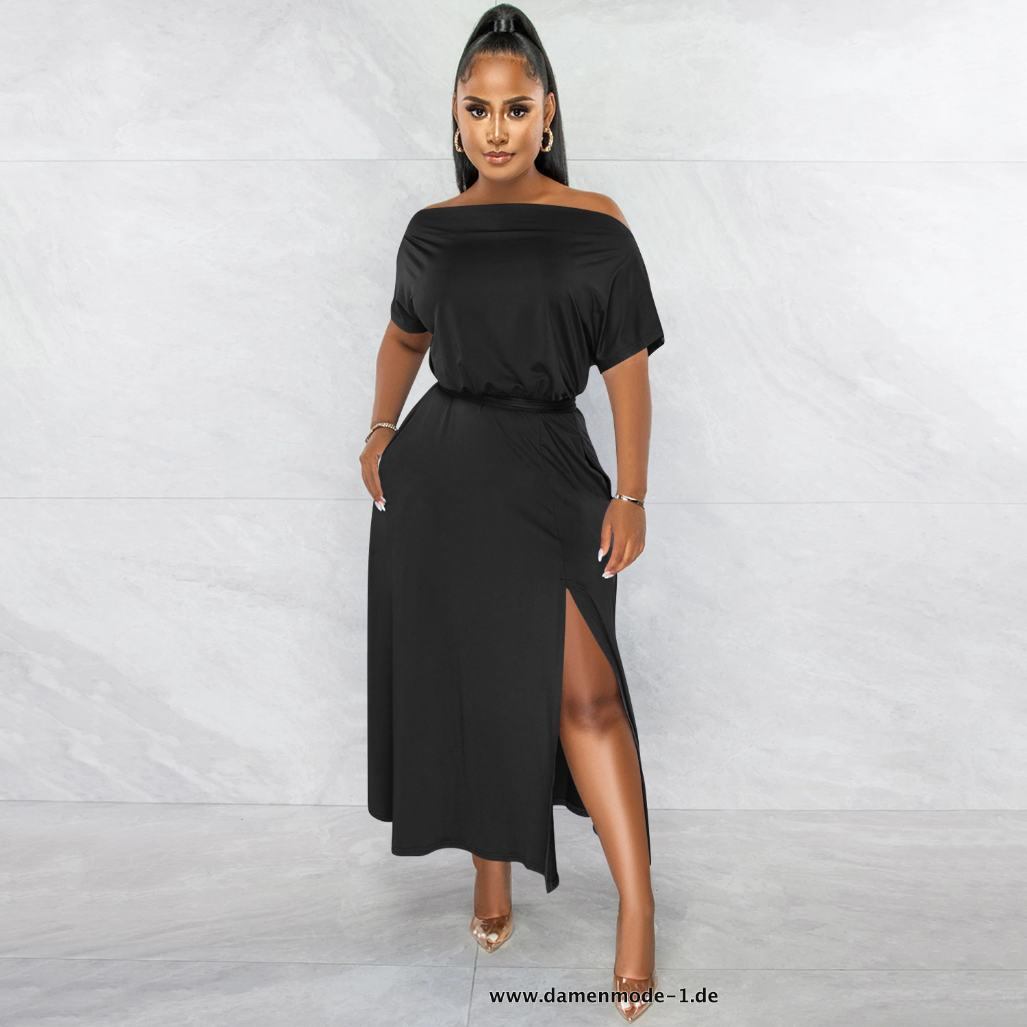 Damen Maxikleid Sommer in Schwarz