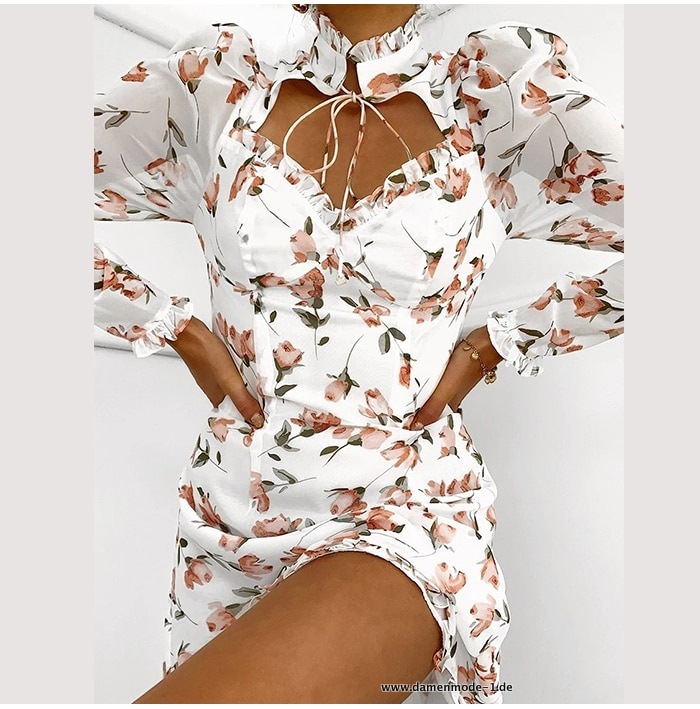 Damen Mini Kleid A-line in weiß