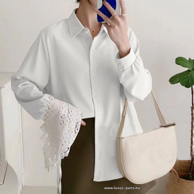 Damen Langarm 2023 leichte Bluse in weiß 