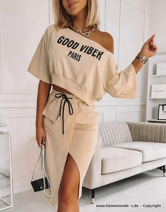 Sommer Set Streetwear Outfit für Damen Shirt mit Rock