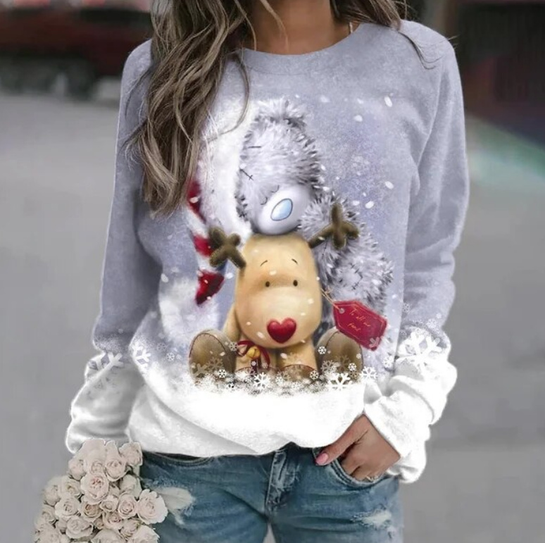 Damen Weihnachtspullover Sweater Silber Motive 03