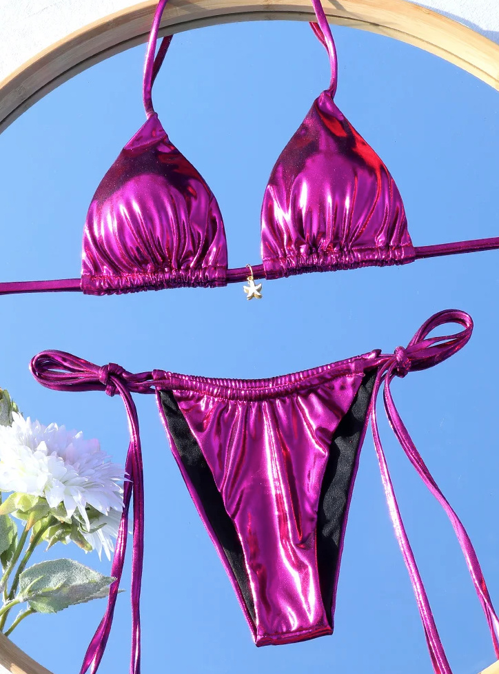 Metallic Glitzer Bikini 2024 in Pink