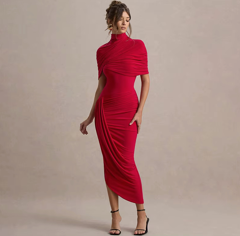 Rückenfreies Elegantes Bleistift Sommerkleid 2025 in Rot Elegant