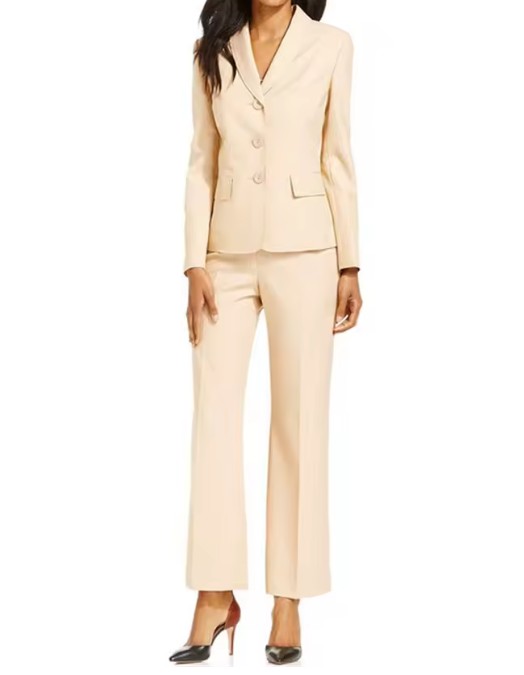 Baumwoll Business Hosenanzug Evelin in Ivory