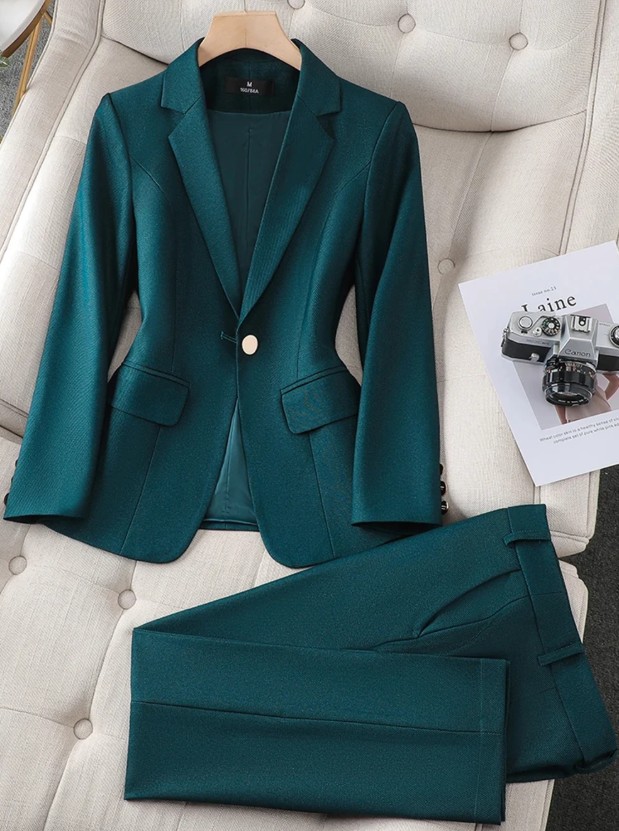  Damen Business Hosenanzug Elayne Elegant in Dunkelgrün