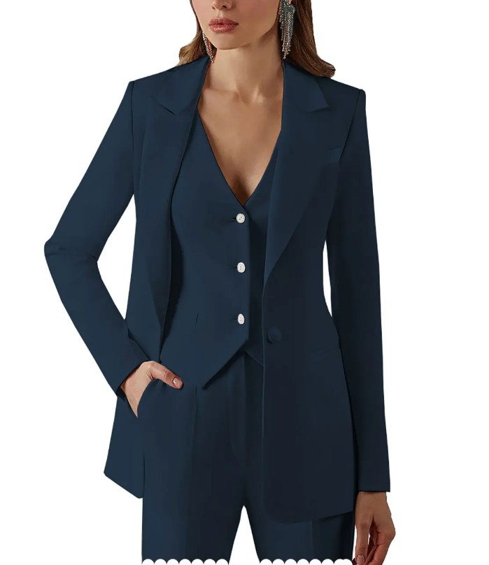 Damen Hosenanzug Elonie Dreiteilig mit Weste in Navyblau