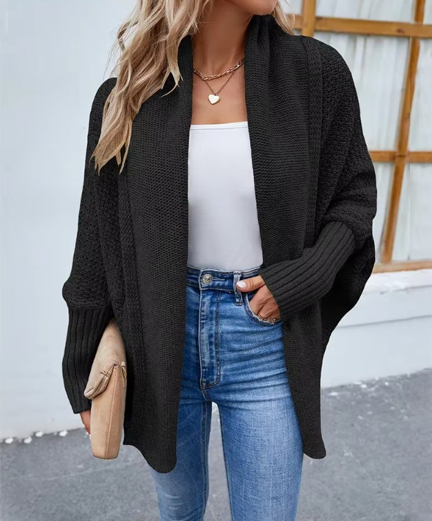 Langarm Damen Strickjacke Emmely in Schwarz