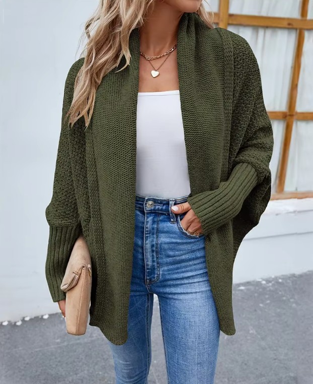 Langarm Damen Strickjacke Emmely in Dunkelgrün