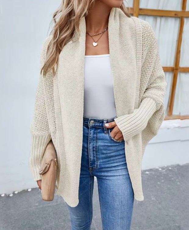 Langarm Damen Strickjacke Emmely in Weiß