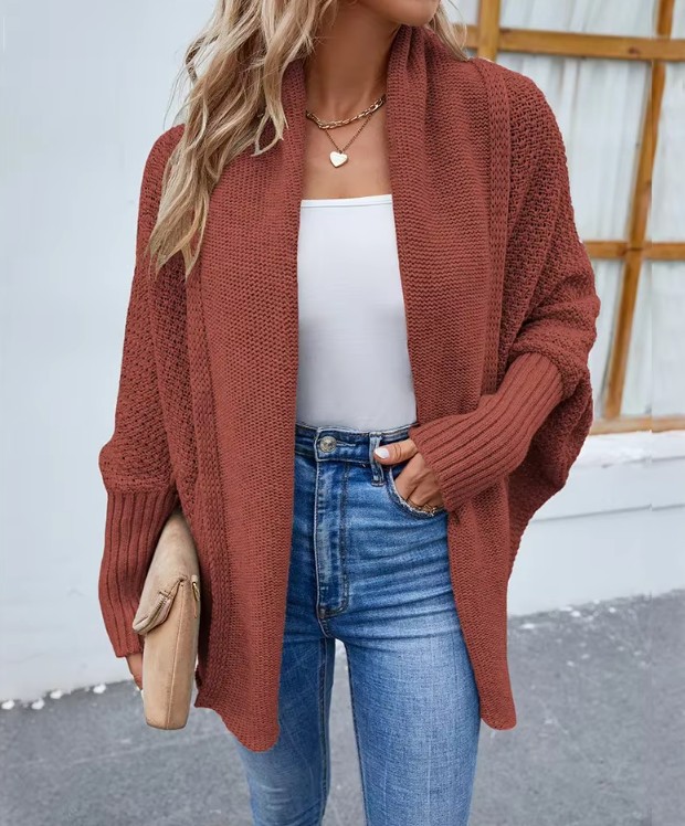 Langarm Damen Strickjacke Emmely in Bronzebraun