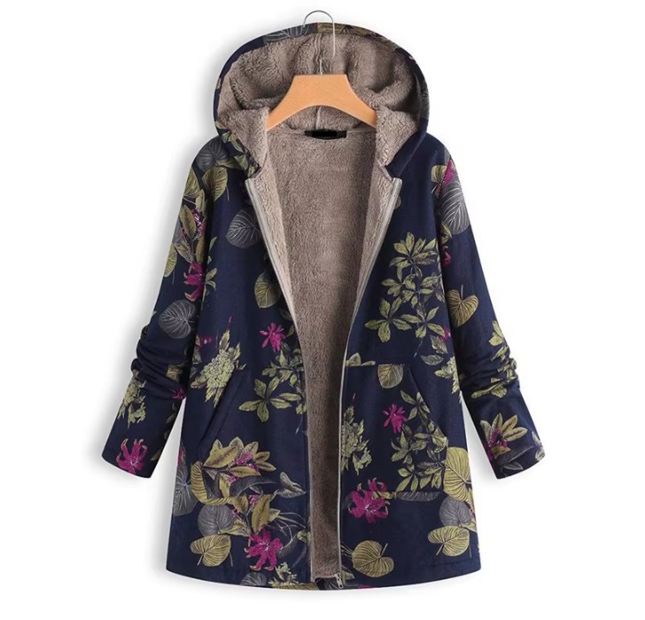 Warme Herbst - Winter Jacke Eija mit Vintage Muster