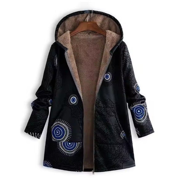 Warme Herbst - Winter Jacke Emmi mit Vintage Muster