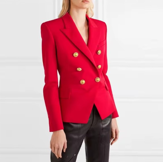 Damen Blazer Elele Elegant in Rot mit Gold Knöpfe