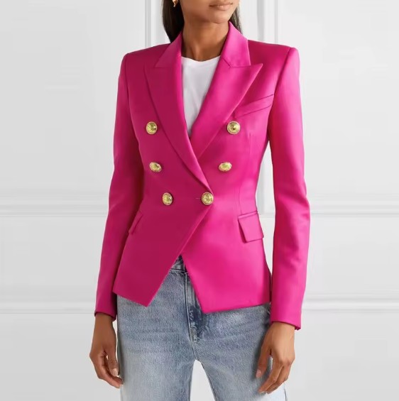 Damen Blazer Elele Elegant in Pink mit Gold Knöpfe