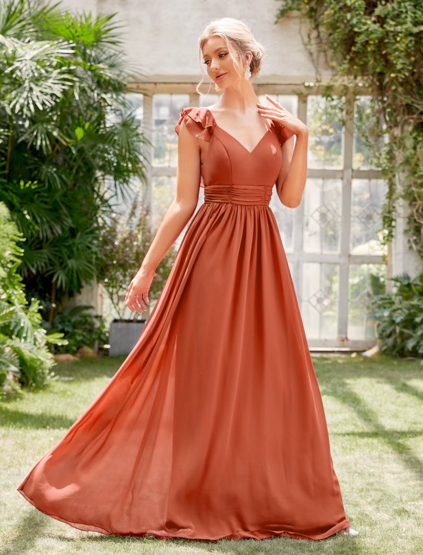  A Linie Chiffon Abendkleid Elisabet Festlich in Orange