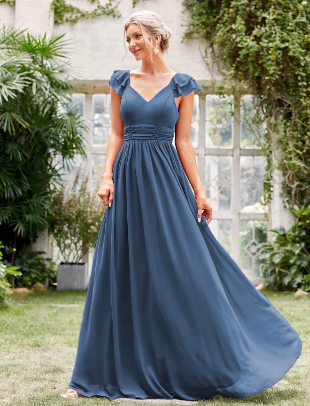  A Linie Chiffon Abendkleid Elisabet Festlich in Blau