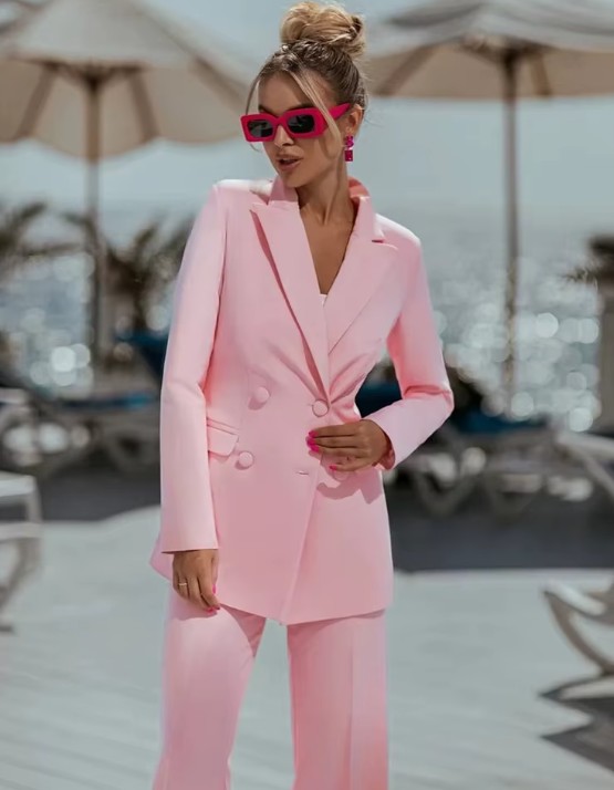 Zweireiher Damen Hosenanzug Eija In Rosa