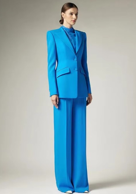 Eleganter Einreiher Hosenanzug Else in Blau