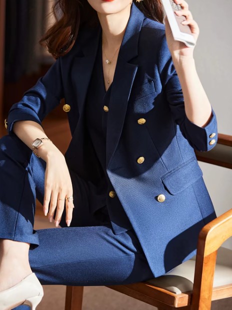  Damen Hosenanzug Eltje Dreiteilig Elegant in Marineblau