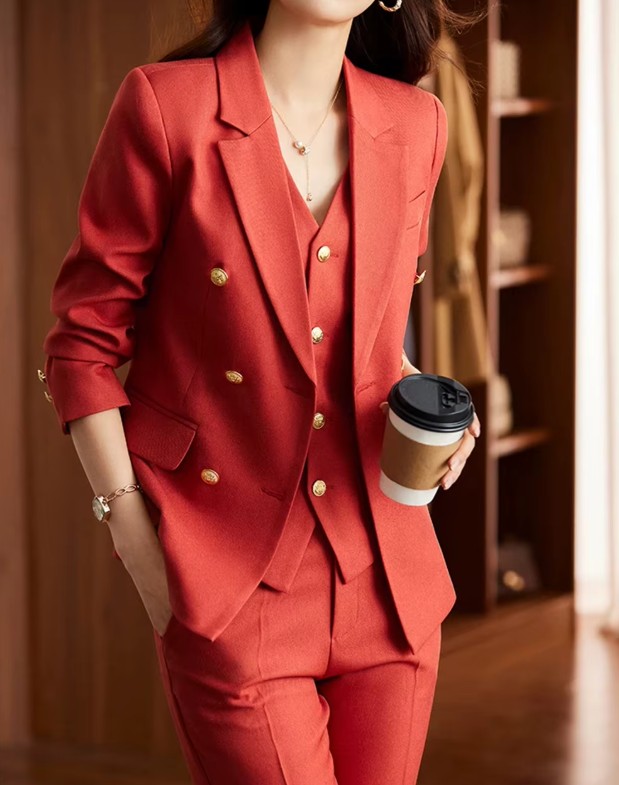  Damen Hosenanzug Eltje Dreiteilig Elegant in Rot