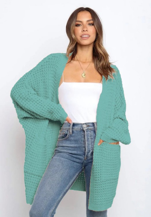 Damen Strickjacke Eyleen mit Taschen in Grün