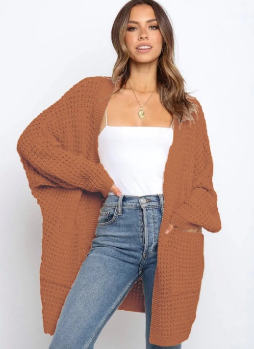 Damen Strickjacke Eyleen mit Taschen in Braun