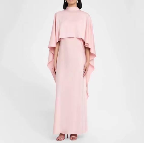 A Linie Abendkleid Elisabetta mit Umhang Knöchellang in Rosa