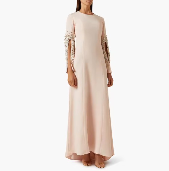 A-Linie Abendkleid Enie in Champagne mit Perlen Strass Stickereien