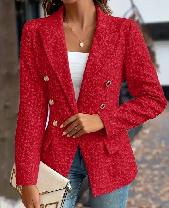 Zweireiher Damen Blazer Eilika Elegant in Rot